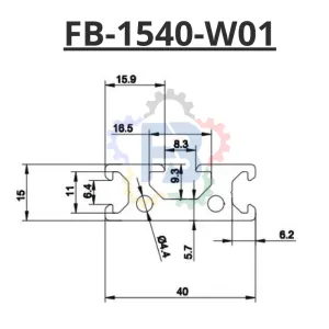 Kích thước nhôm đình hình 15x40 trắng của FBT Inno
