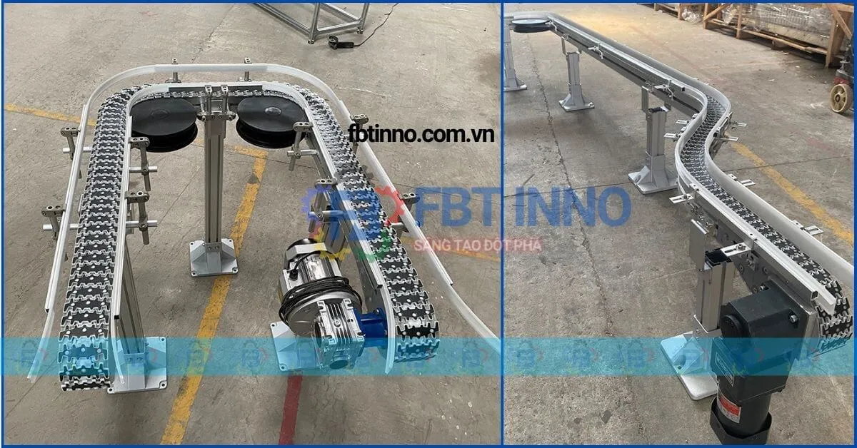 Băng tải xích nhựa inox công nghiệp FBT sản xuất