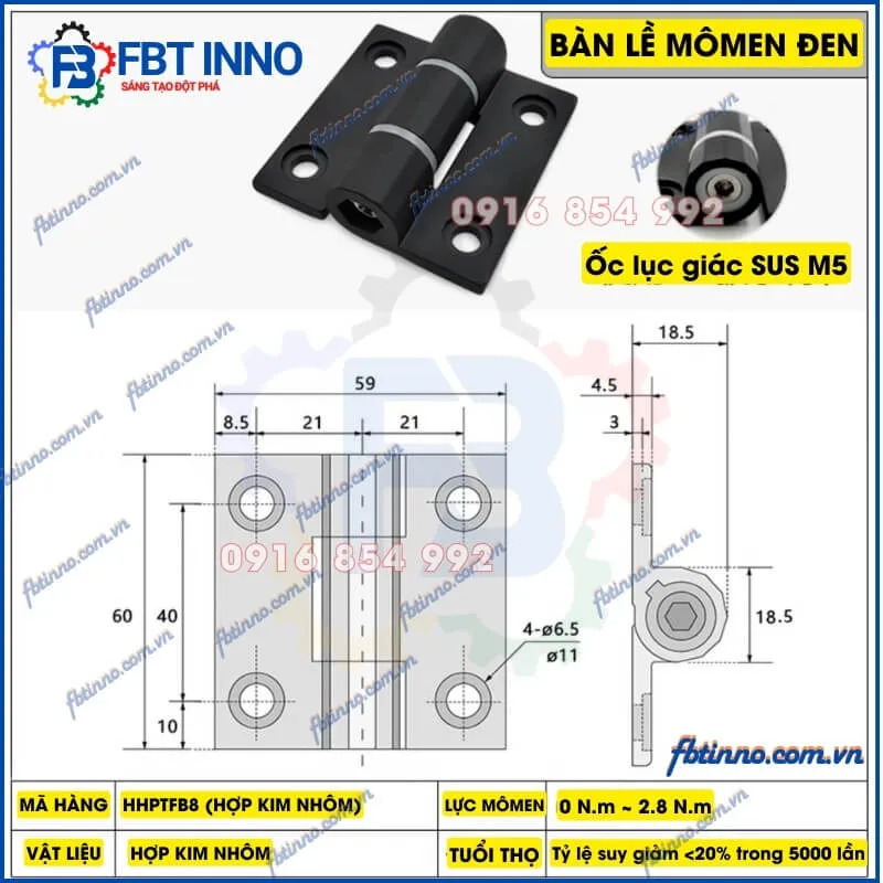 Bản lề HHPTFB8 đen